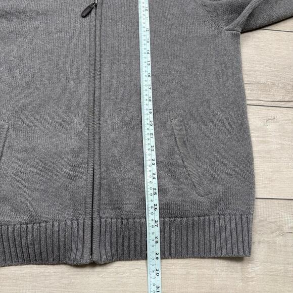 L.L.Bean Men’s Full Zip Sweater Jacket Gray Size L 100% Cotton Knit Shawl Collar - Picture 7 of 8